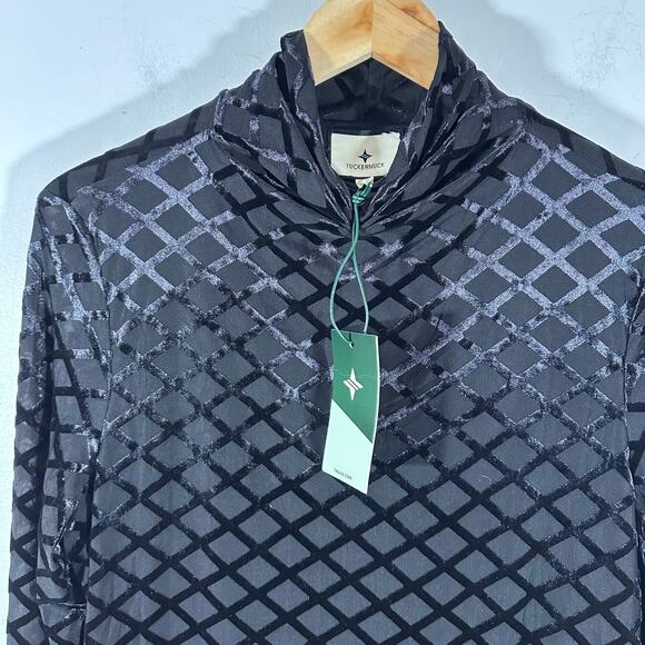 TUCKERNUCK Black Mally Burnout Turtleneck Womans XL Classic Chic - Picture 9 of 12